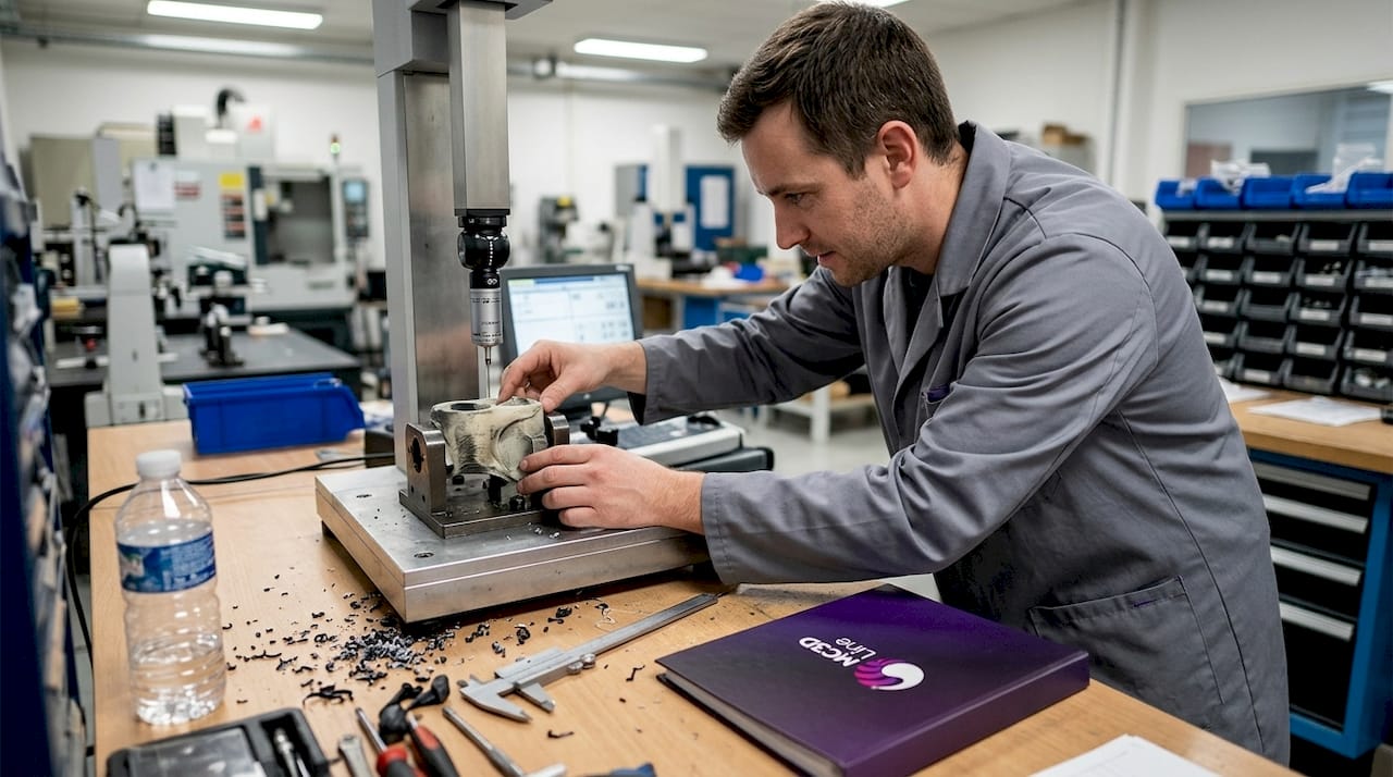 Certification 3D pour prototypes fonctionnels : normes et étapes 3 Contrôle des tolérances d’une pièce 3D par un technicien directement en atelier