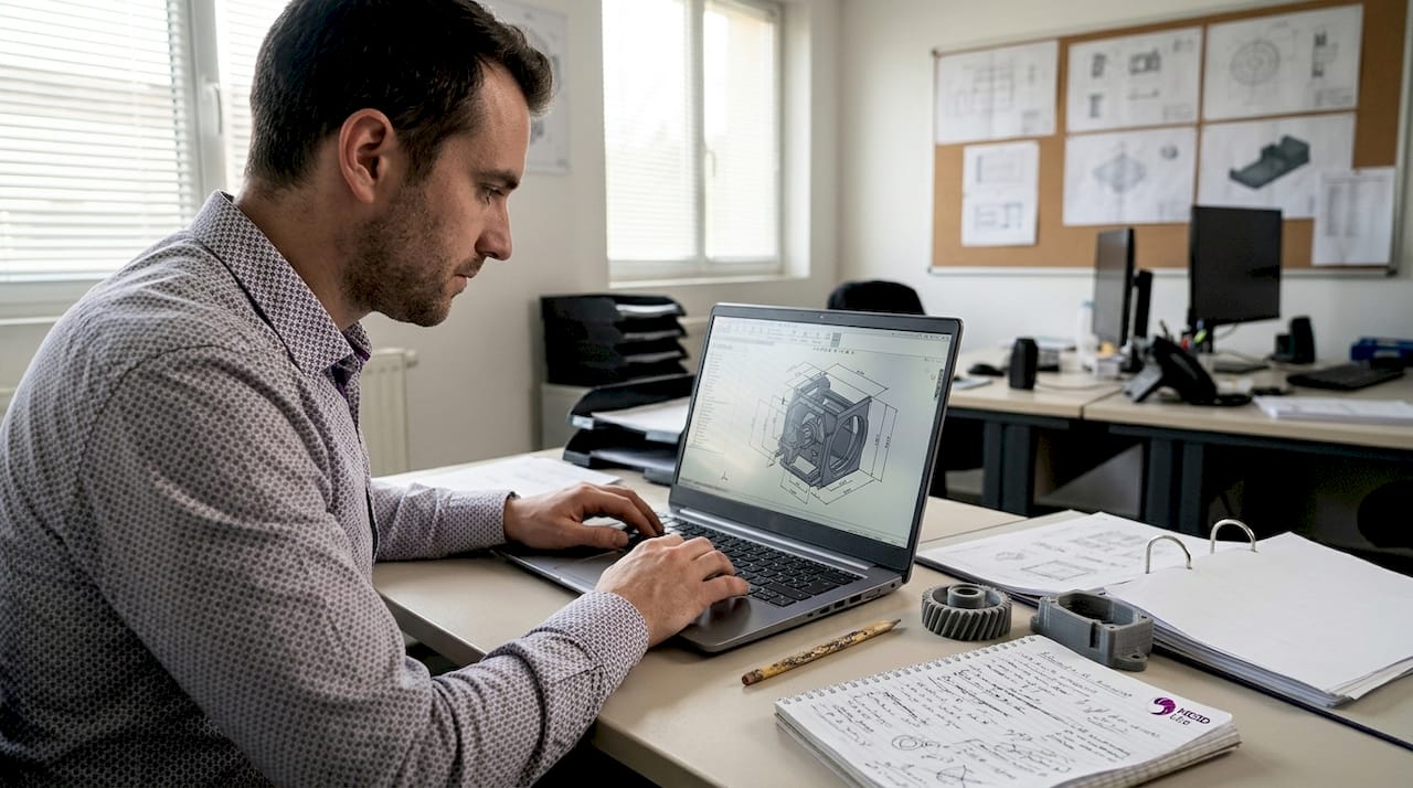 Un ingénieur en train de préparer un modèle pour l'impression 3D
