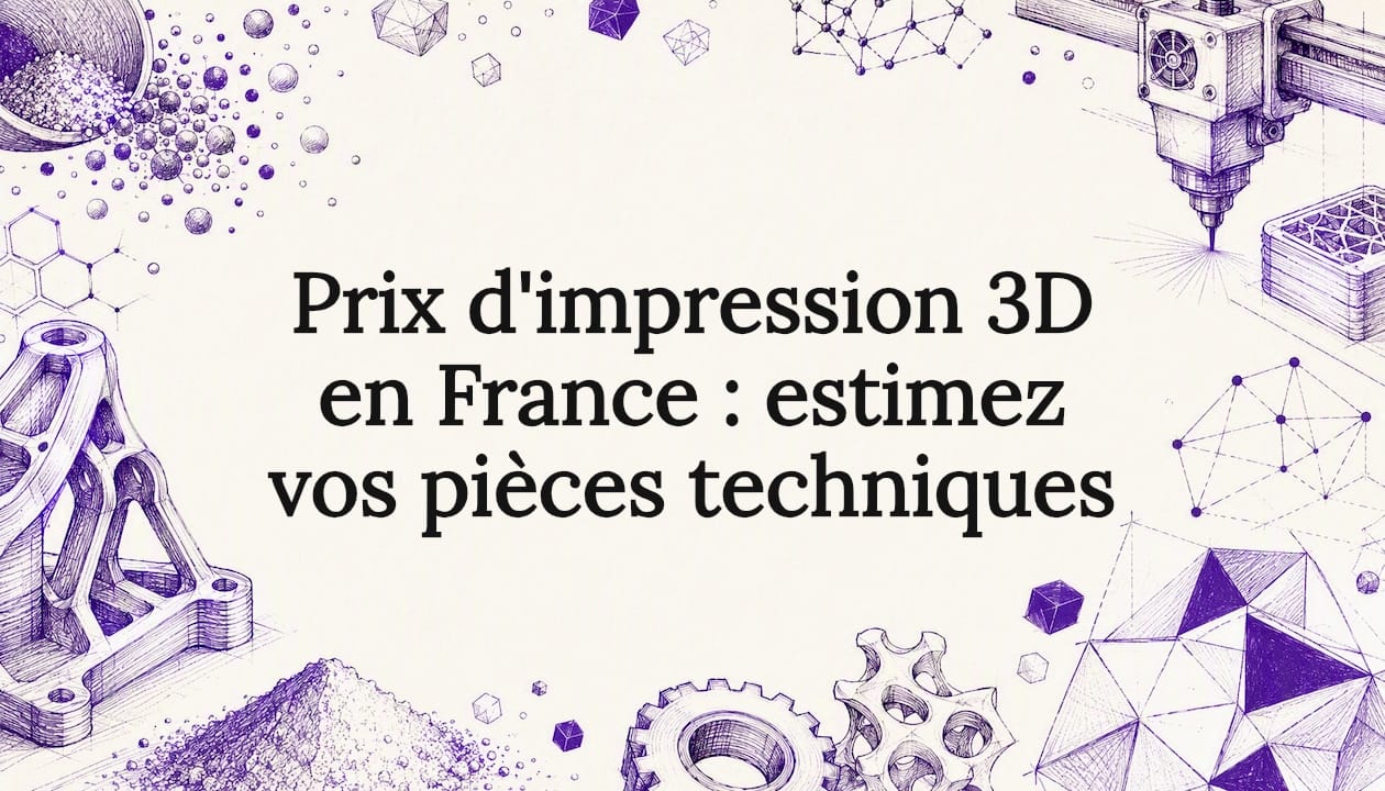 Carte de titre illustrée et décorative pour un article dédié à l’impression 3D