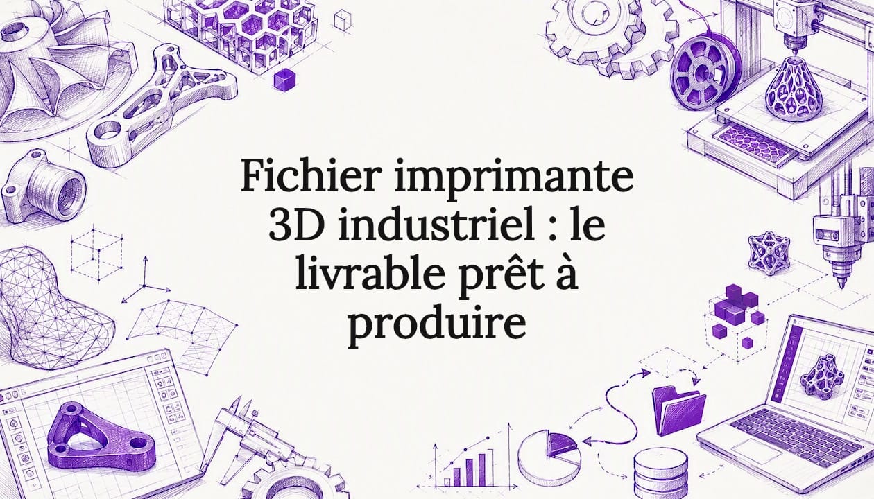 Illustration de couverture décorative pour un article dédié à l’impression 3D