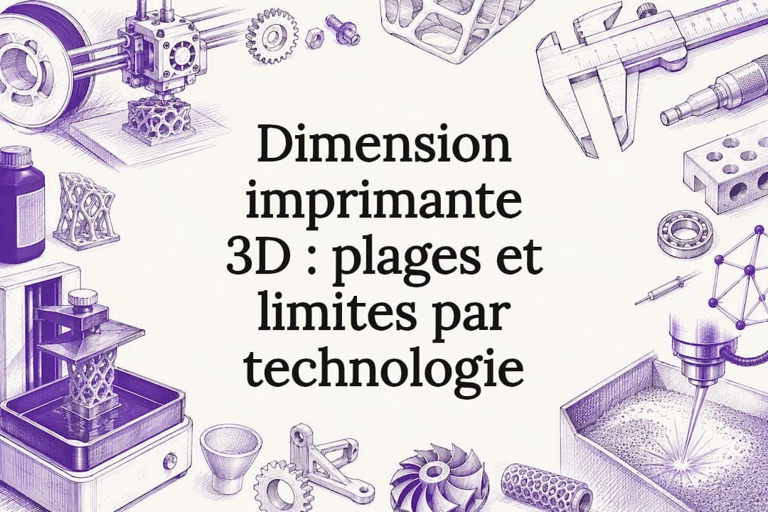 Illustration décorative pour le titre d'un article sur les dimensions en impression 3D