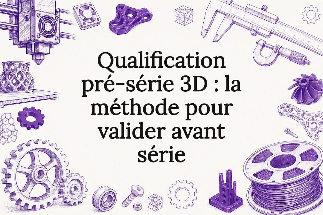 Carte titre illustrée pour l'article sur la qualification pré-série 3D
