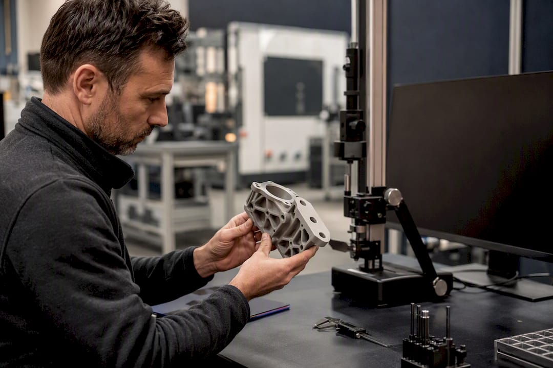 Composants imprimés en 3D près d'un panneau de contrôle de machine industrielle