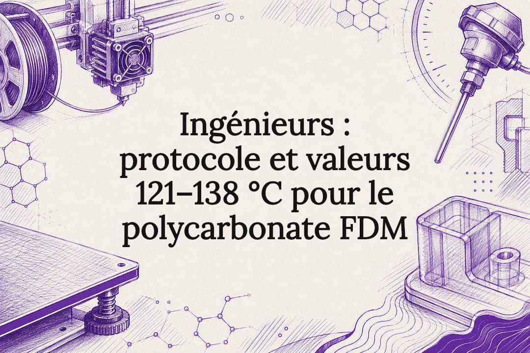 Illustration technique pour un titre sur polycarbonate en impression FDM