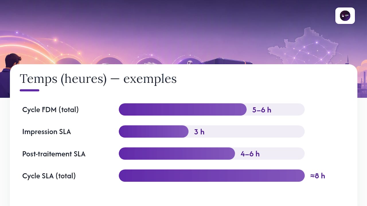 Comparaison des durées entre FDM et SLA