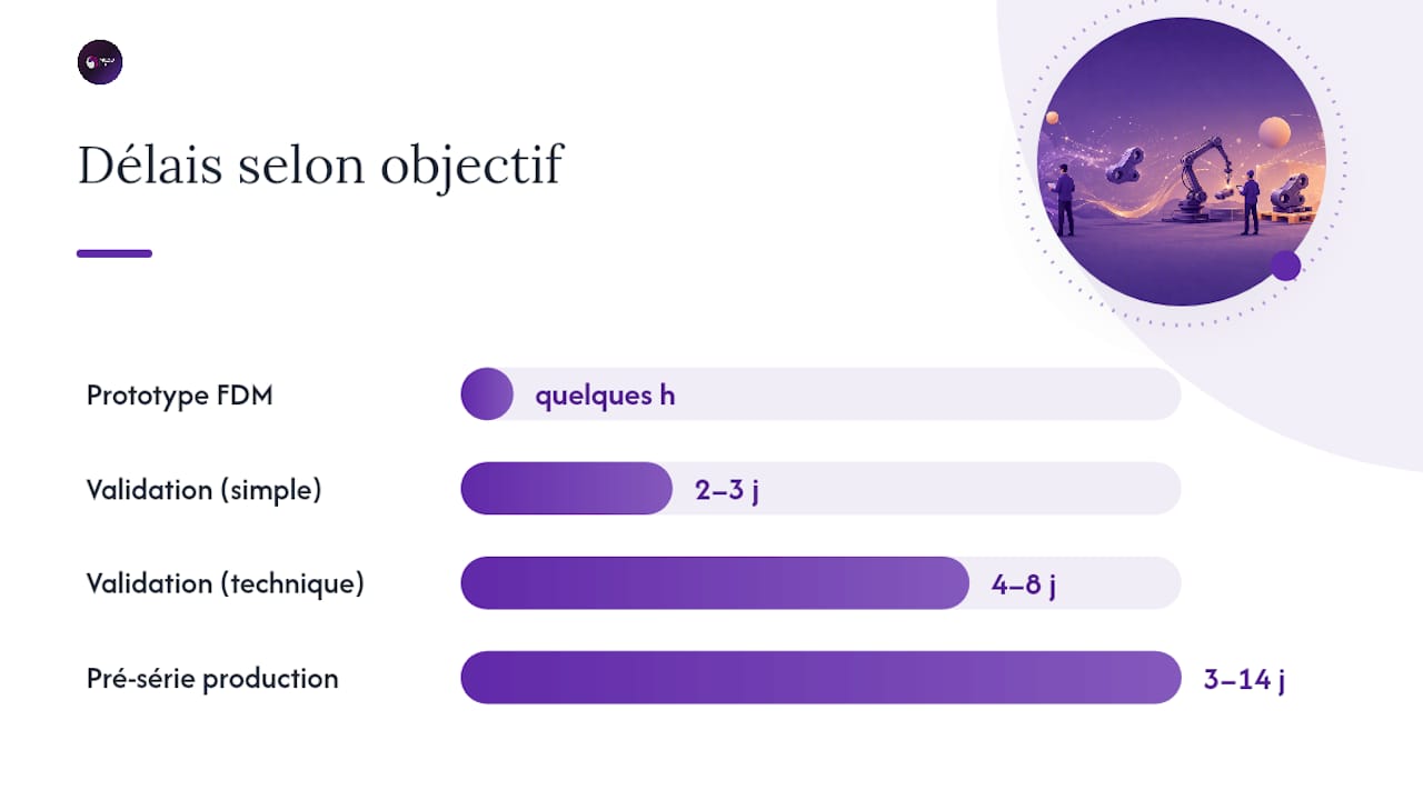 Prototype rapide ou petite série : quel délai prévoir selon votre objectif ? — overview diagram