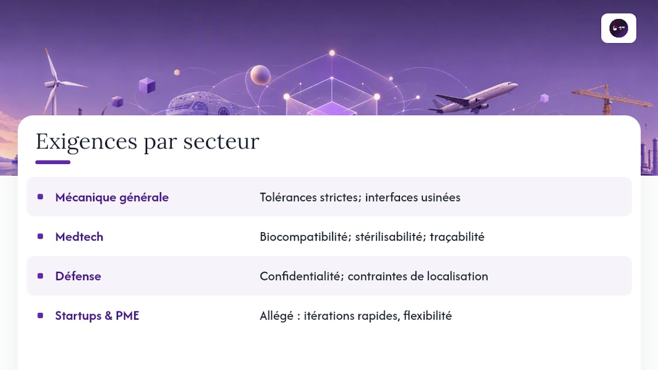 À quoi ressemble un cahier des charges 3D selon le secteur ? — overview diagram