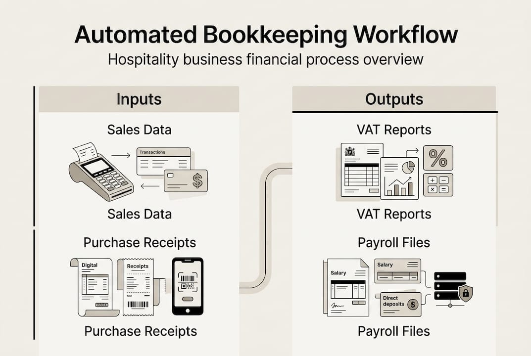 Infographic showing automated bookkeeping workflow