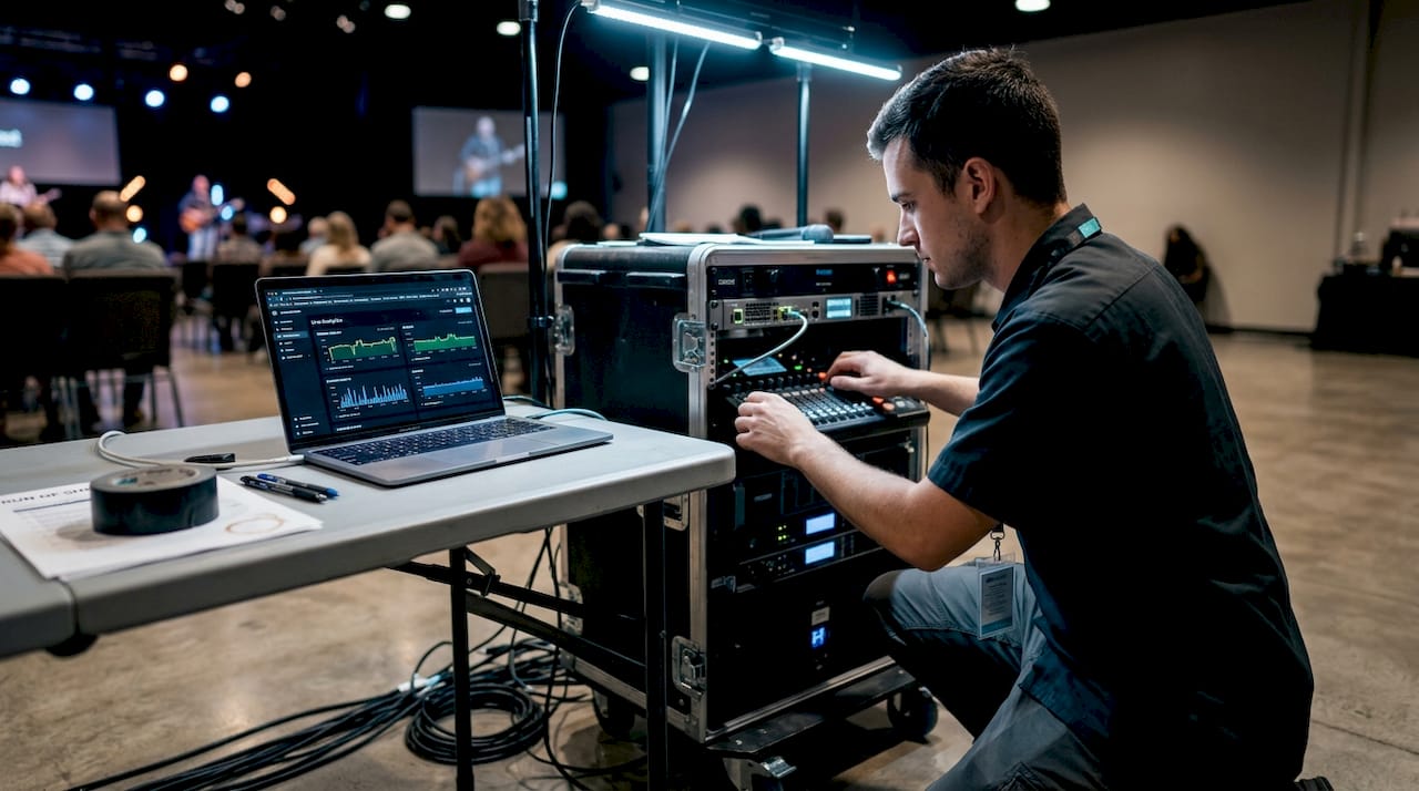 Live Event Streaming: Engage And Expand Your Audience 1 Technician manages live event streaming setup