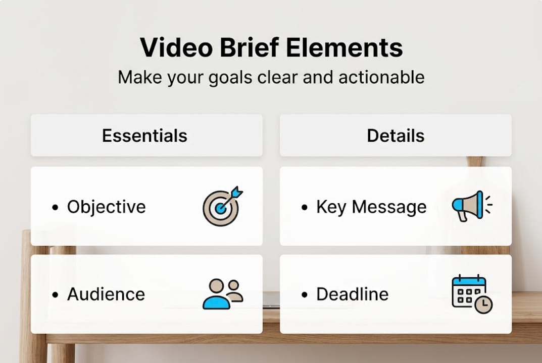 How to brief a video agency for corporate & event success 2 Infographic summarizing video brief structure