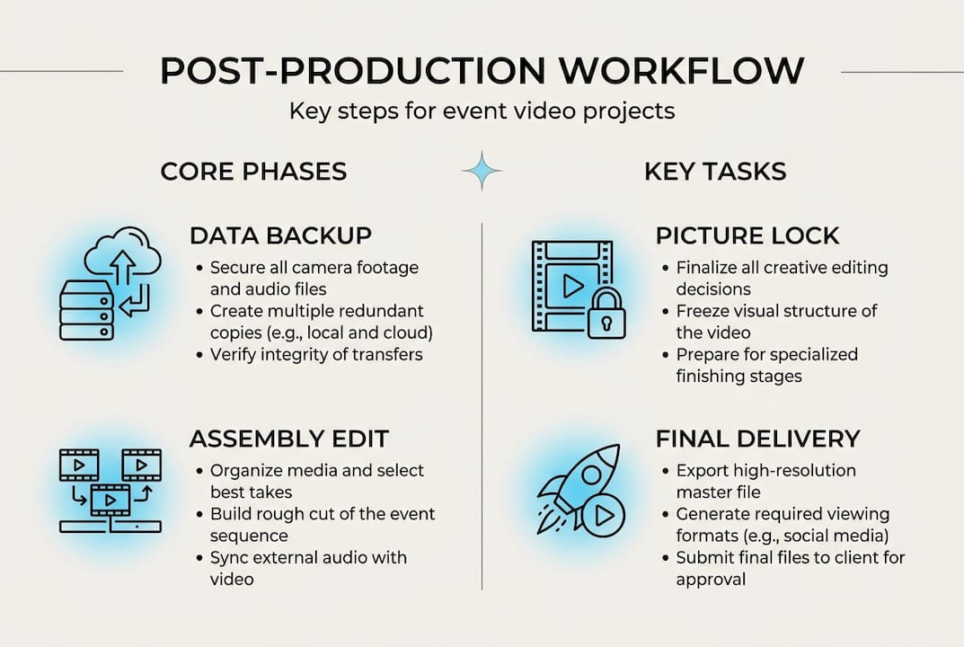 Infographic of post-production workflow steps
