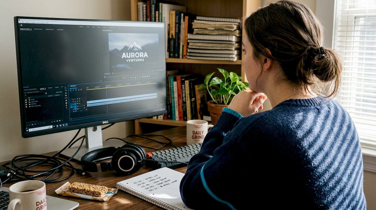 How Video Drives Brand Visibility And Engagement 1 Editor working on brand video at home desk