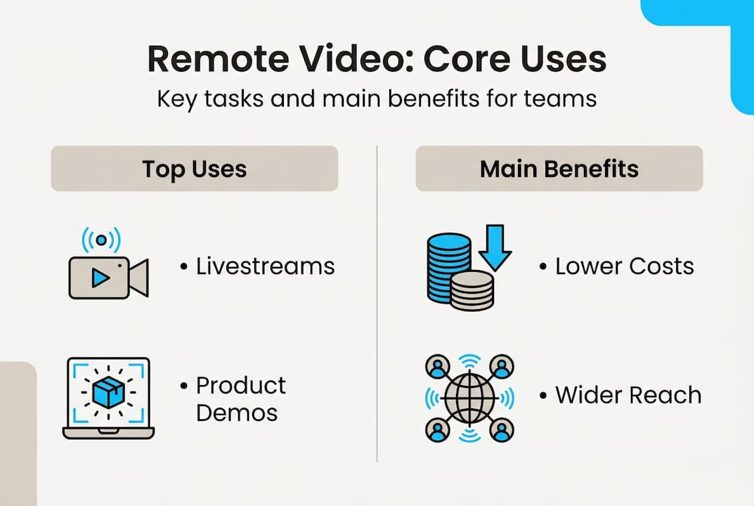 Infographic on corporate remote video uses and benefits