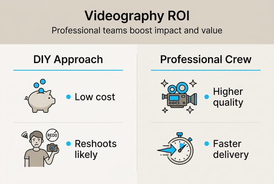 Why professional videography elevates your business impact 1 Infographic comparing DIY vs professional videography ROI
