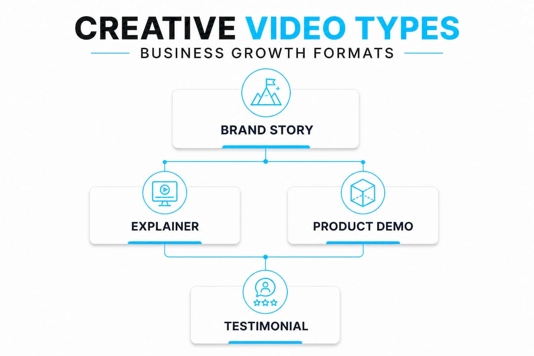 Hierarchy infographic of core creative video types