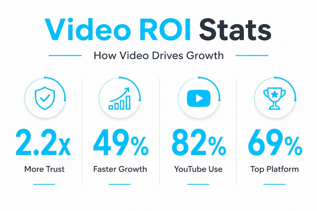Infographic showing video use impact statistics