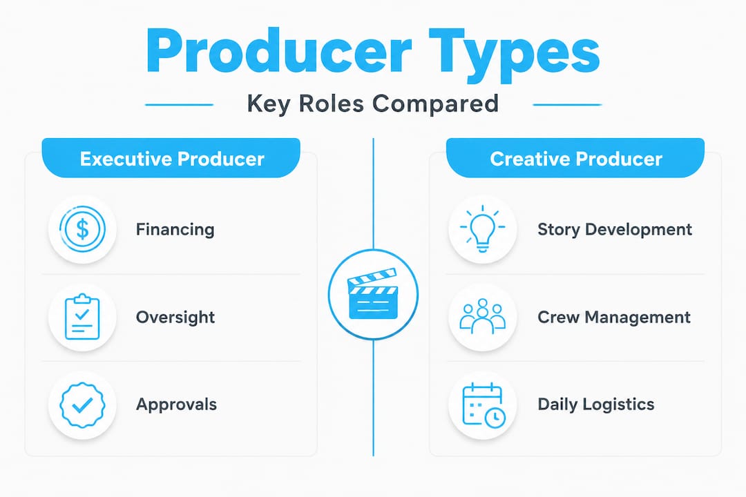 Infographic contrasting executive and creative producer roles