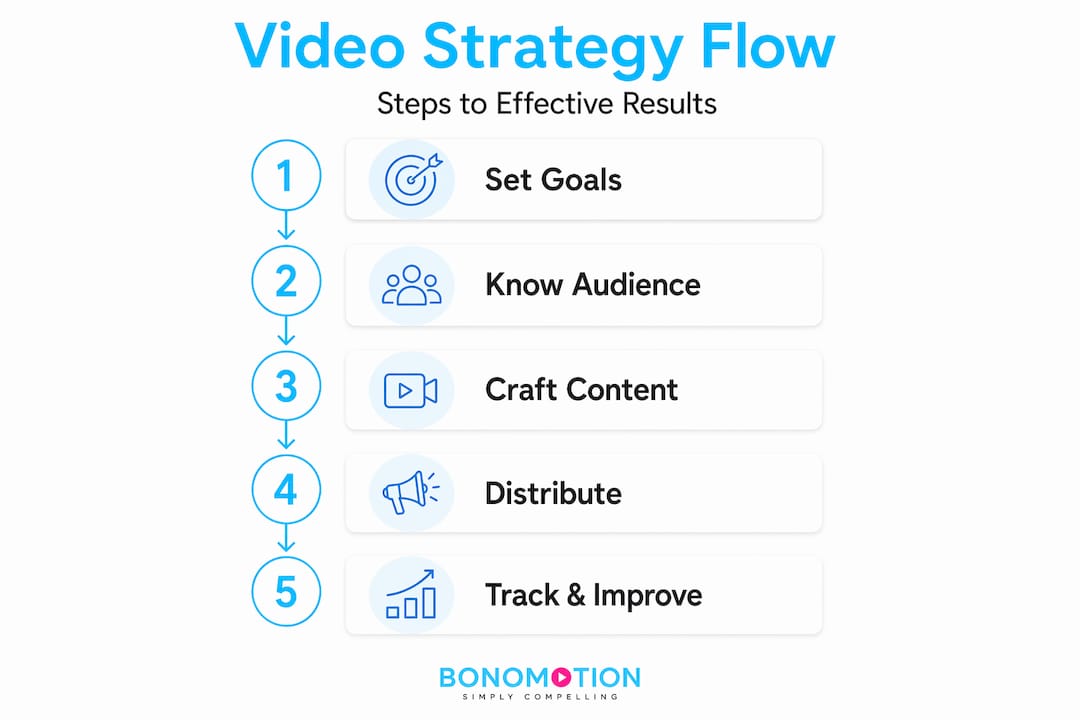 What Is Video Marketing Strategy and How It Works 2 Infographic of five video marketing strategy steps