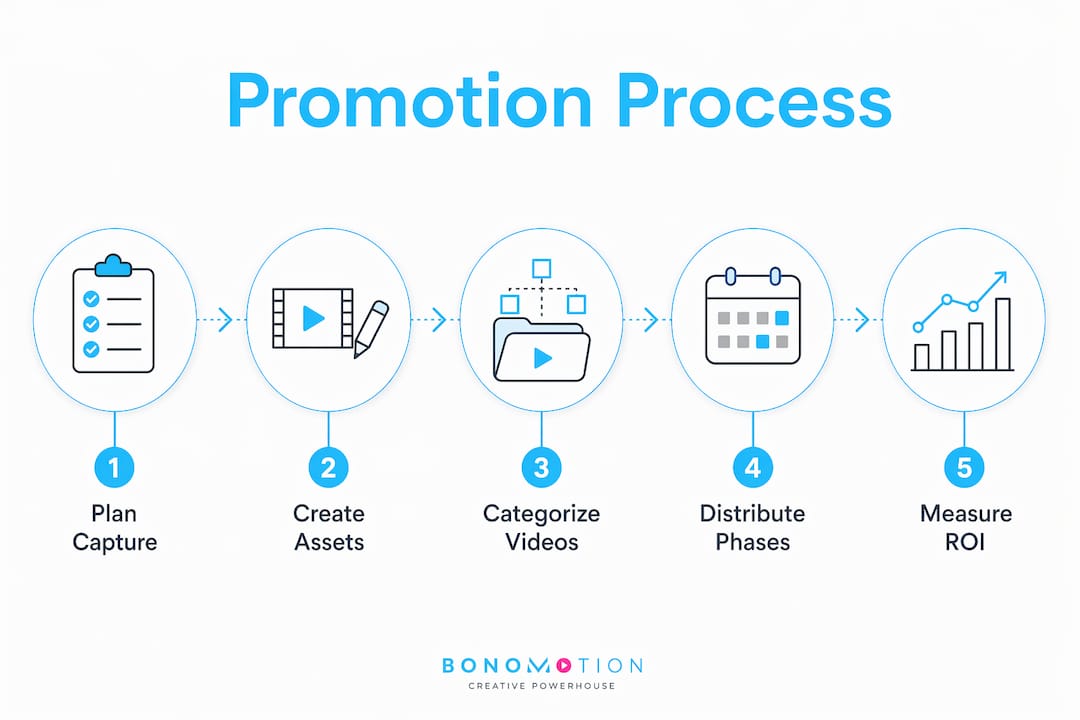 Infographic showing post-event video promotion steps