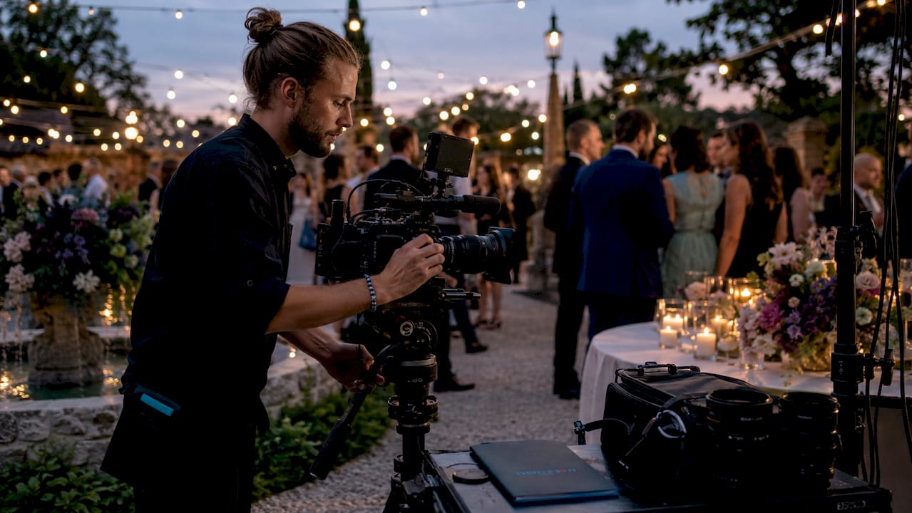 Videographer working at luxury event