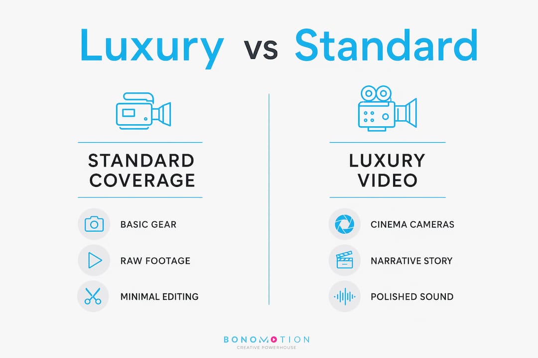 Infographic comparing luxury and standard event videos