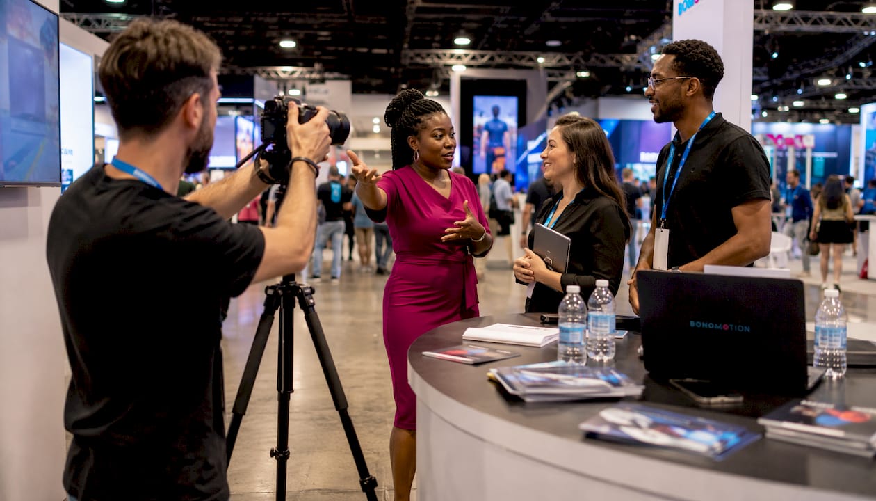 Coordinators and photographer planning booth shots