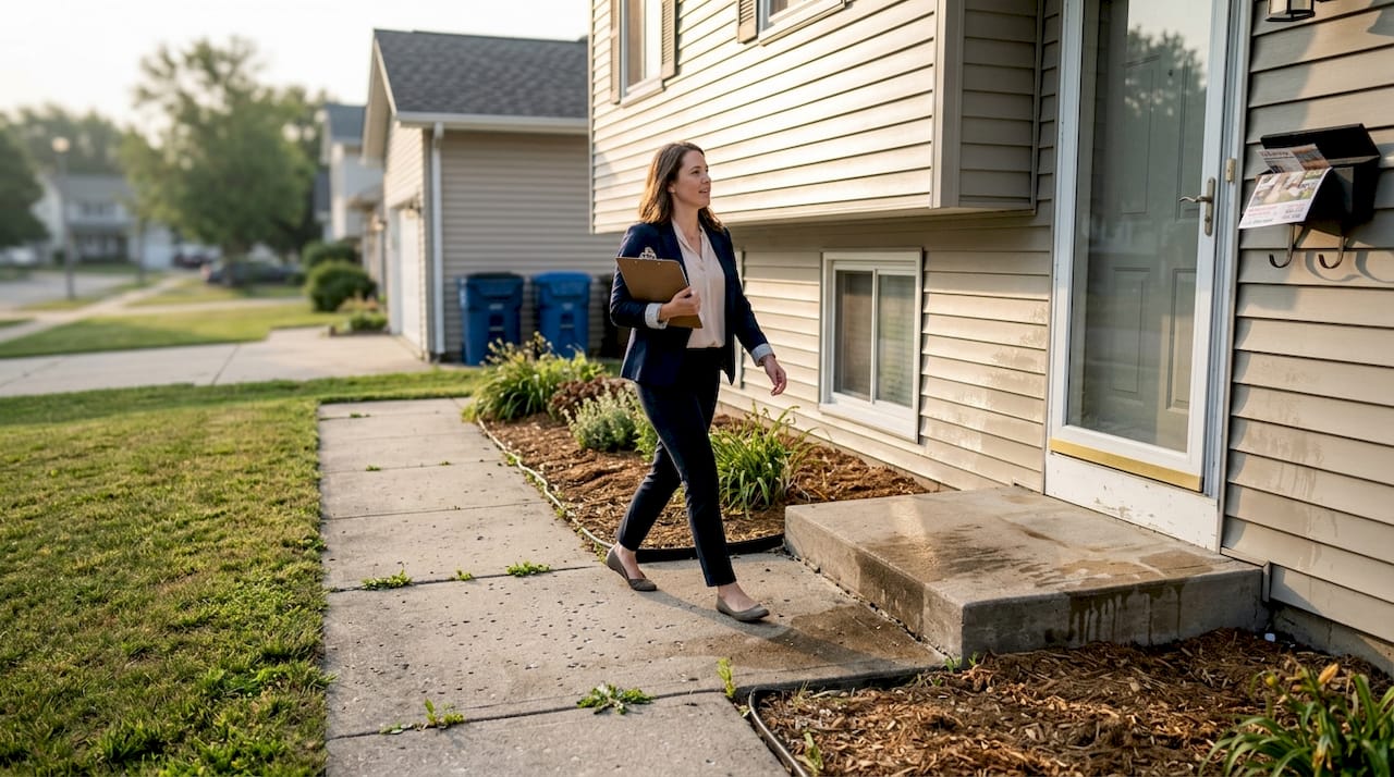 Real estate agent viewing freshly cleaned home