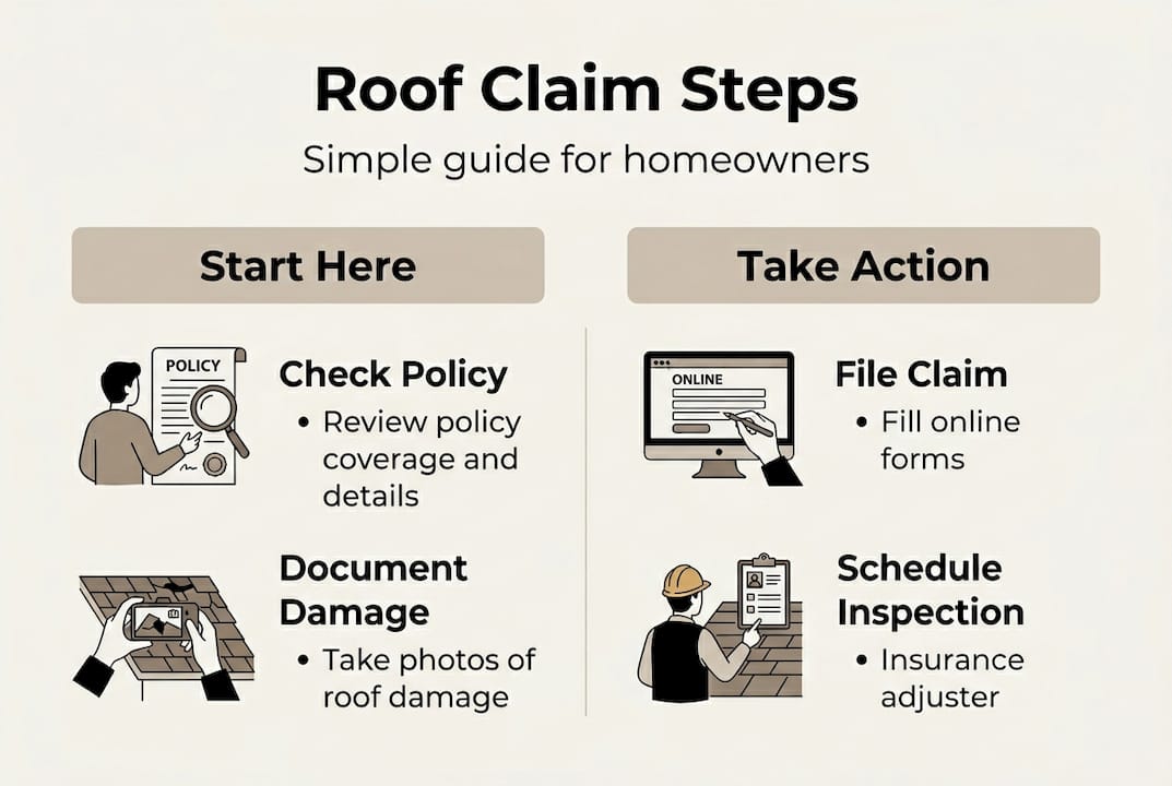Infographic of key roof insurance claim steps
