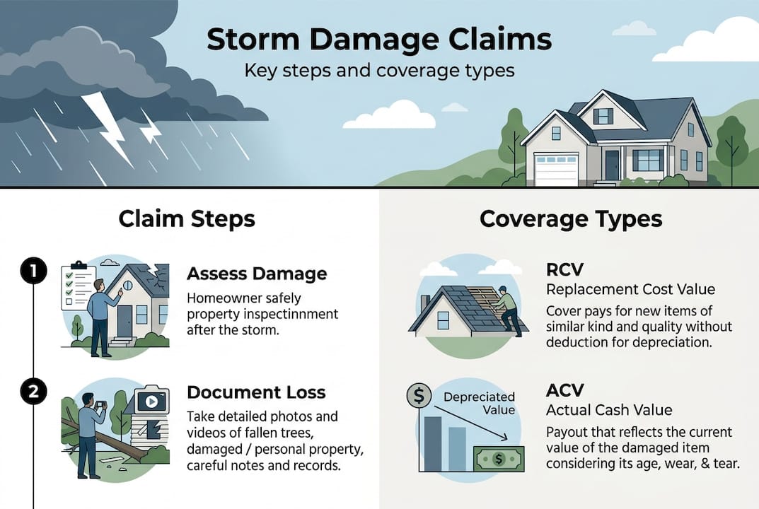 Infographic of storm claim steps and coverage