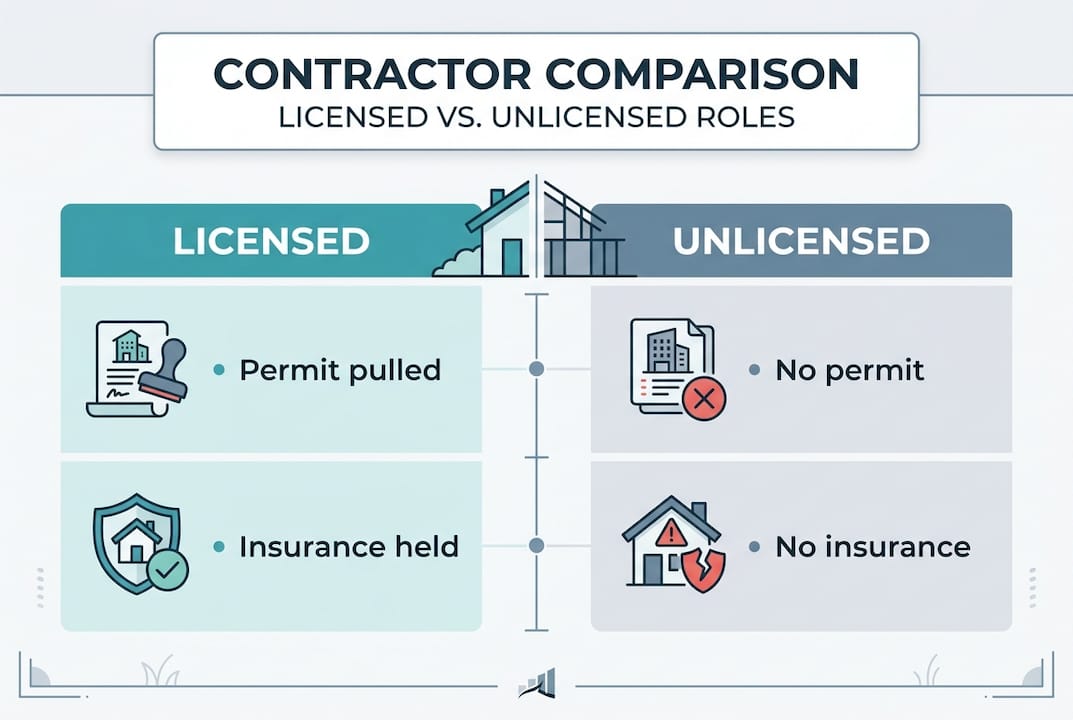 Infographic comparing licensed and unlicensed contractors