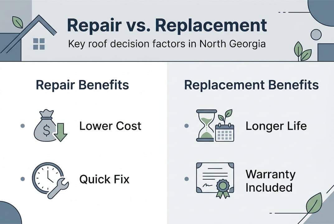 Infographic comparing repair and replacement benefits