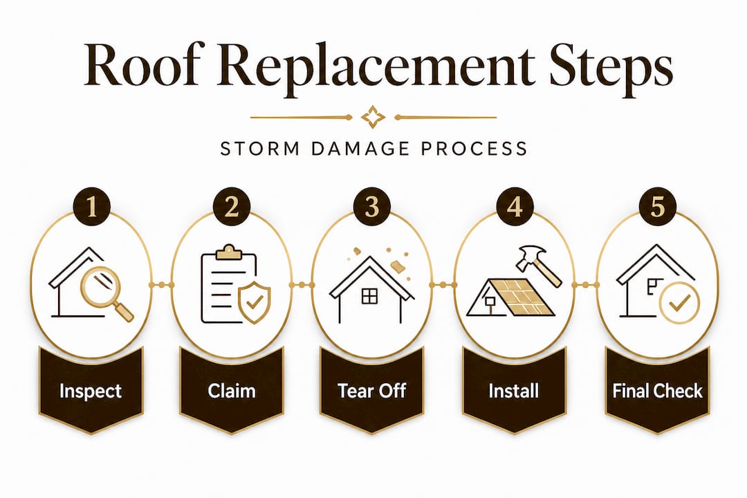 Infographic for storm roof replacement steps