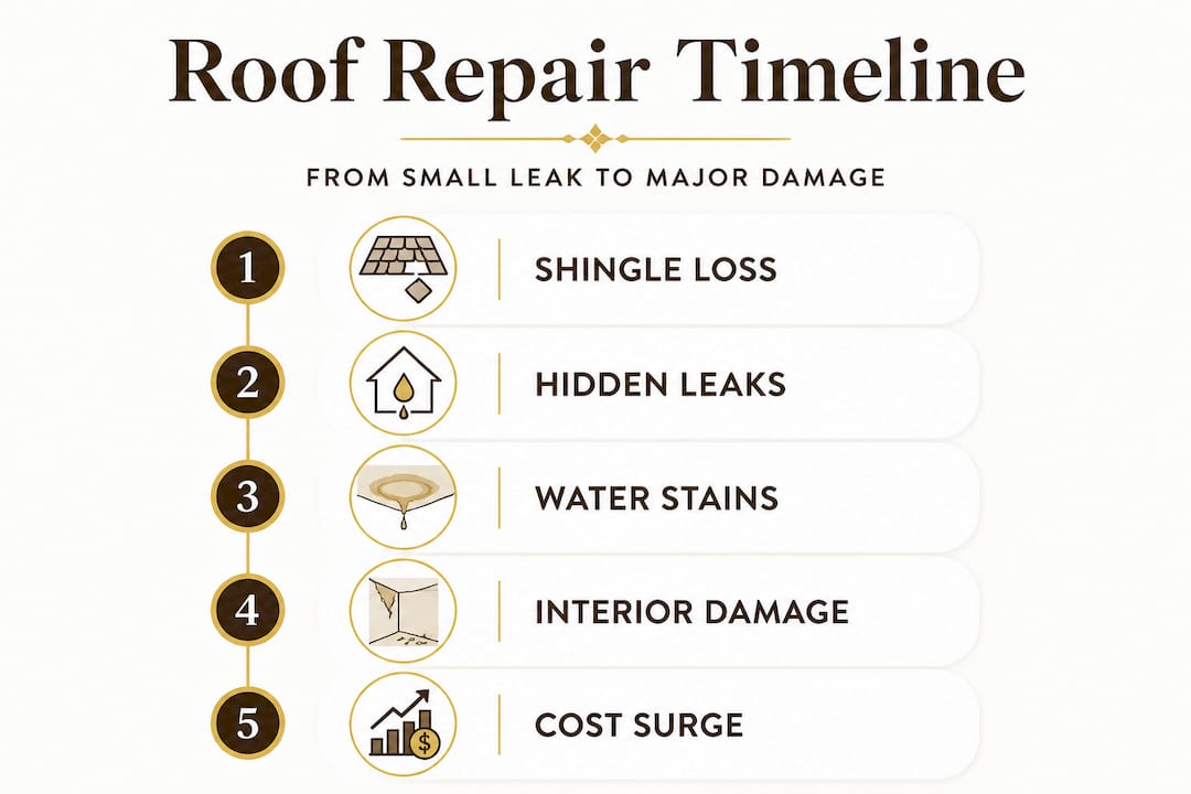 Infographic showing stages of roof repair timeline