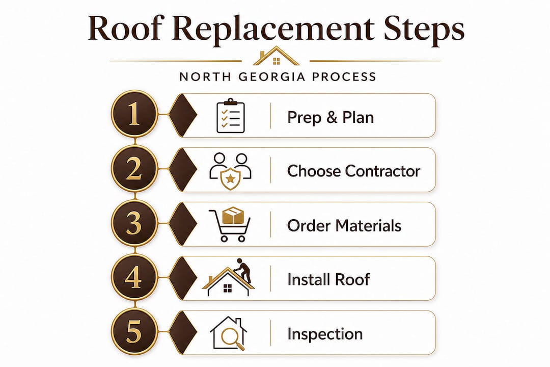 Infographic of step-by-step roof replacement process