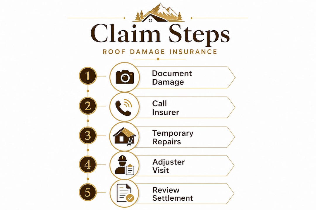 Infographic showing roof insurance claim process steps
