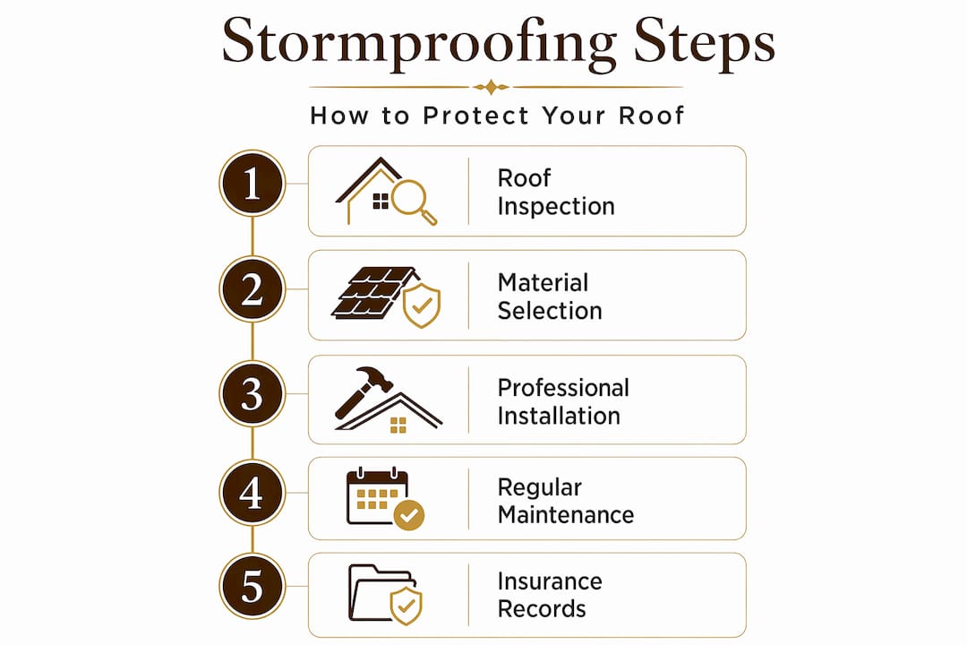 Infographic showing roof stormproofing step-by-step