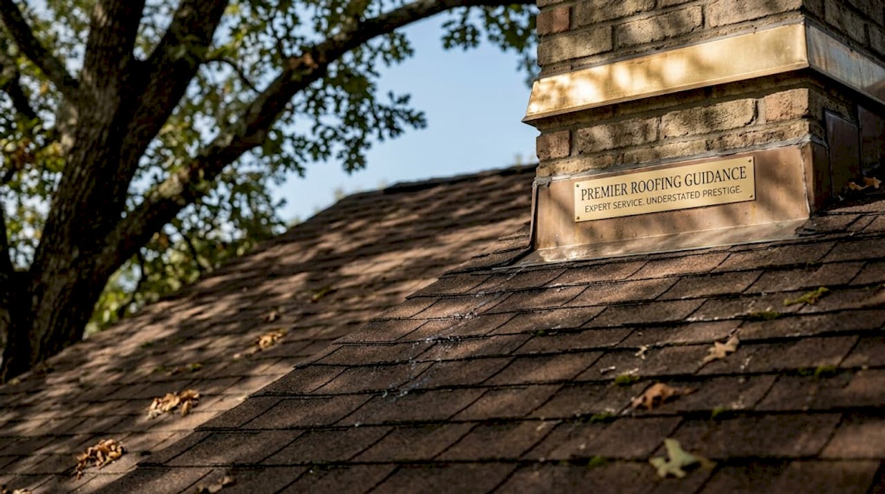 Asphalt shingles shedding rainwater on a roof