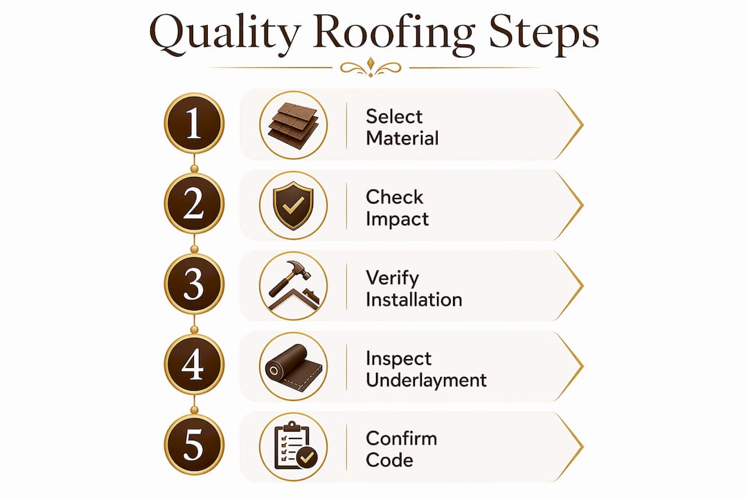 Infographic illustrating steps for quality roofing