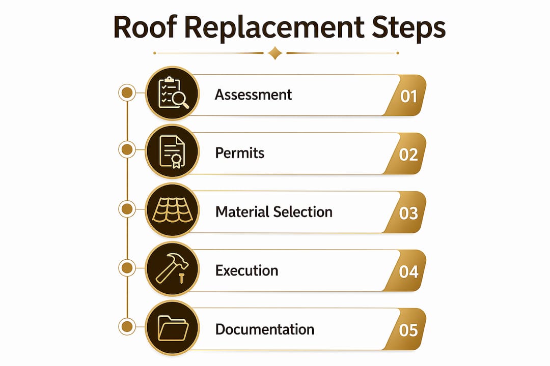 Infographic outlining steps in community roof replacement
