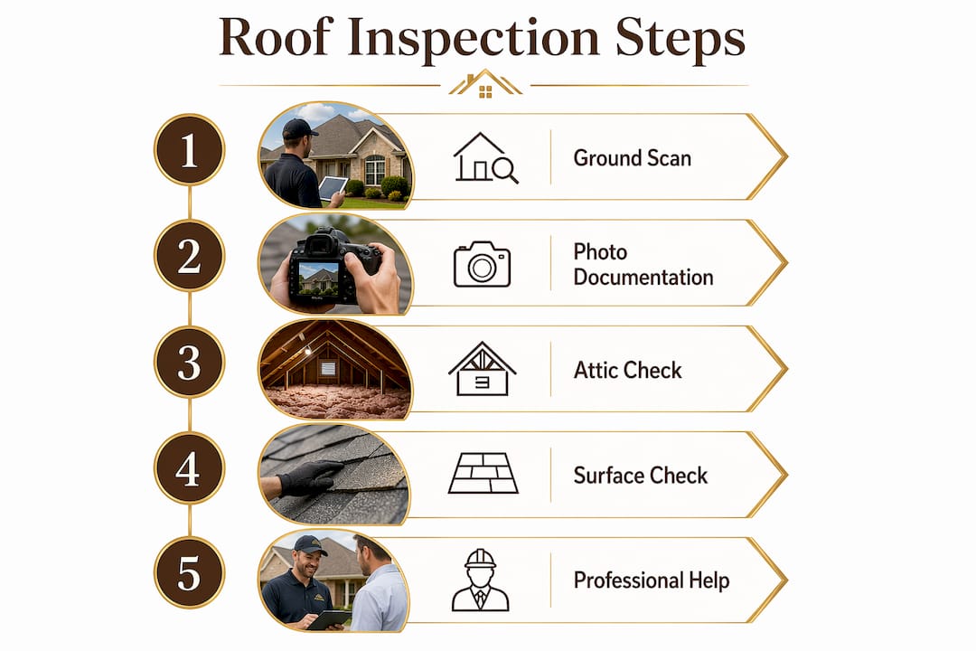 Infographic illustrating roof inspection steps