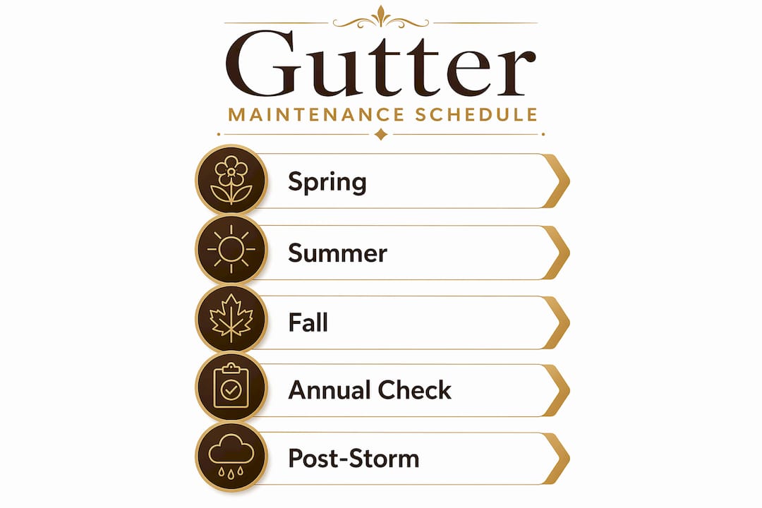 Infographic illustrating gutter maintenance schedule