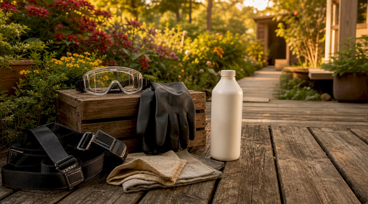 Eco-friendly roof cleaning safety gear and tools