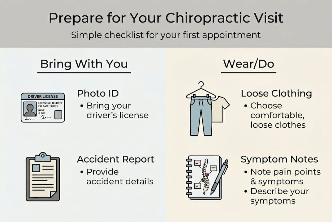 Infographic with checklist for chiropractic visit