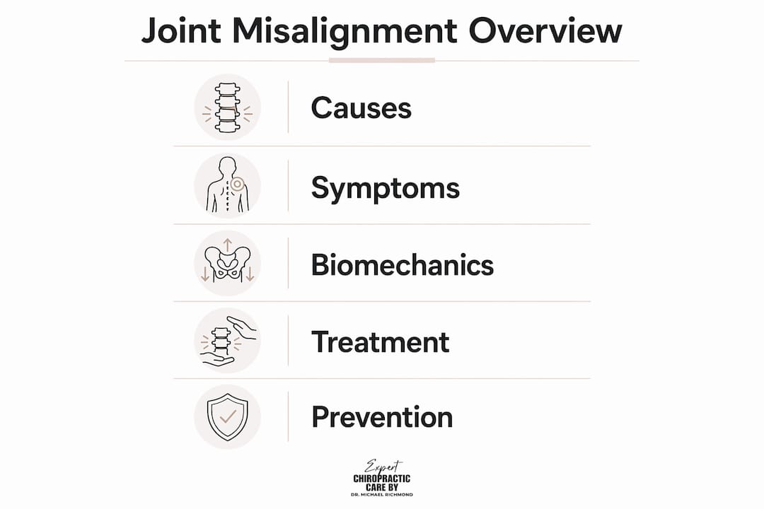 Infographic summarizing joint misalignment key points