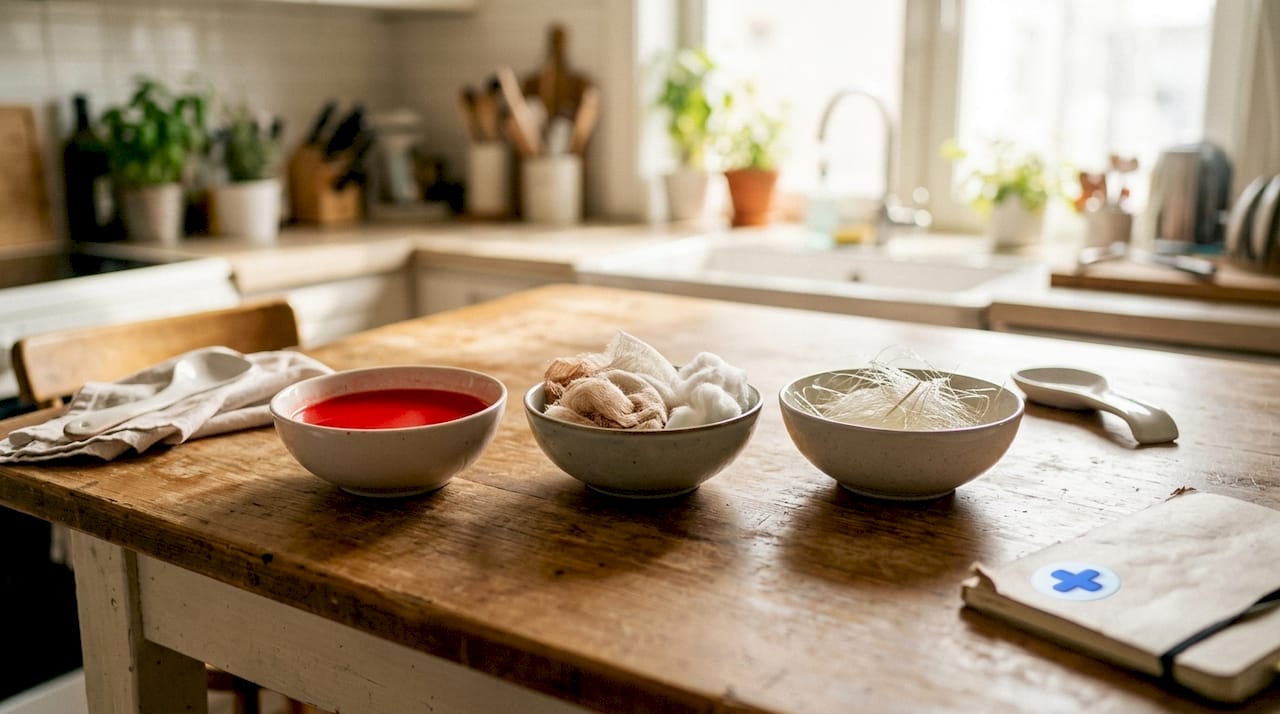 Three jars symbolizing healing phases of neck injury