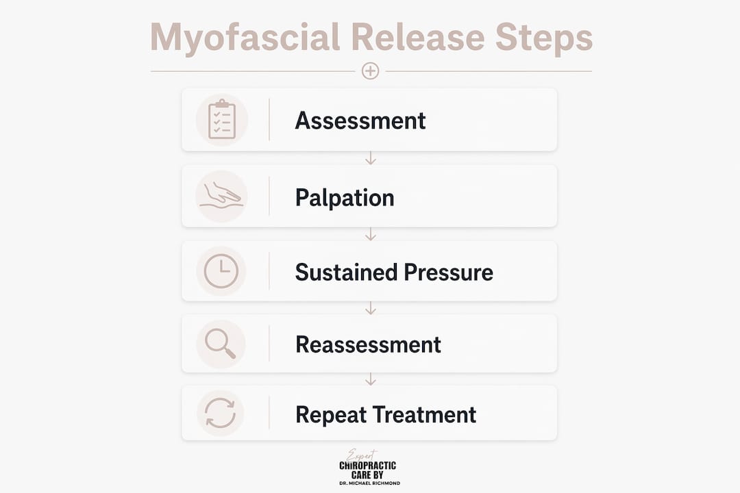 Infographic showing stages of myofascial release therapy