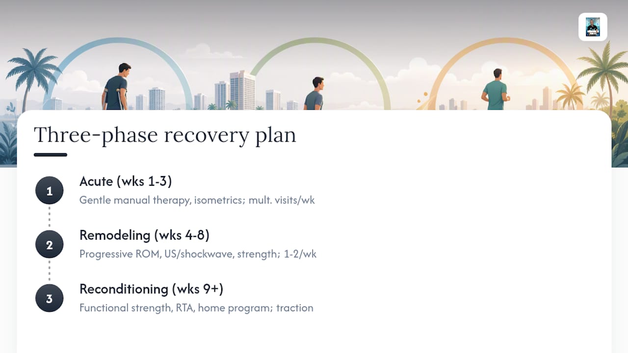 Diagram of three-phase injury recovery plan stages