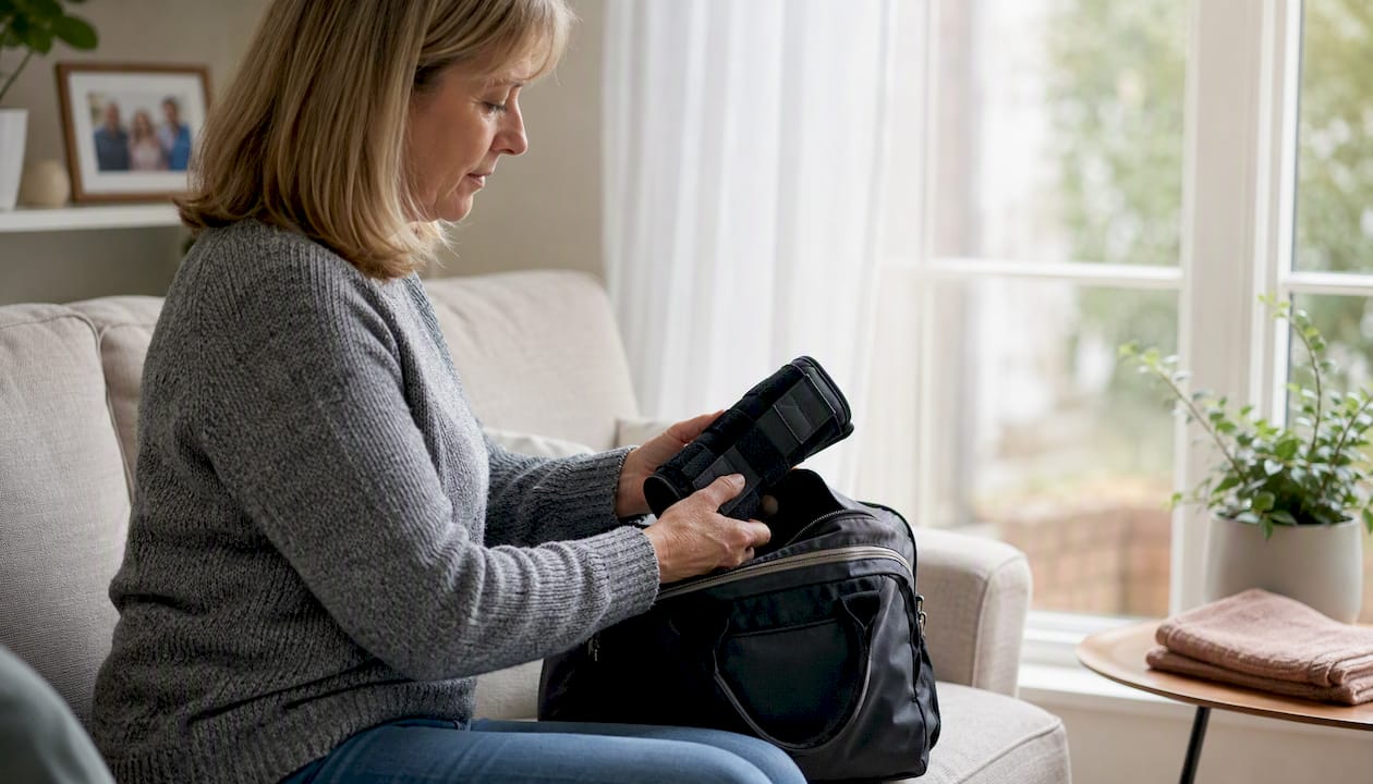 Patient packing medical brace for appointment