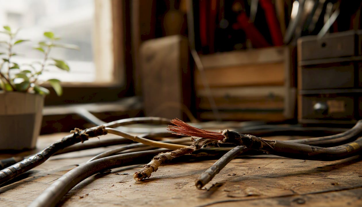 Frayed electrical wiring illustrating nerve damage