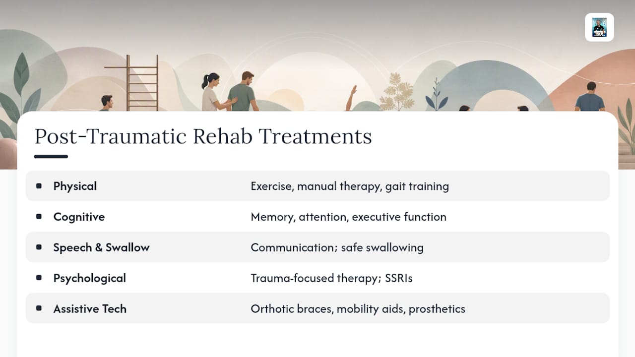 What Treatments Are Used in Post-Traumatic Rehabilitation? — overview diagram